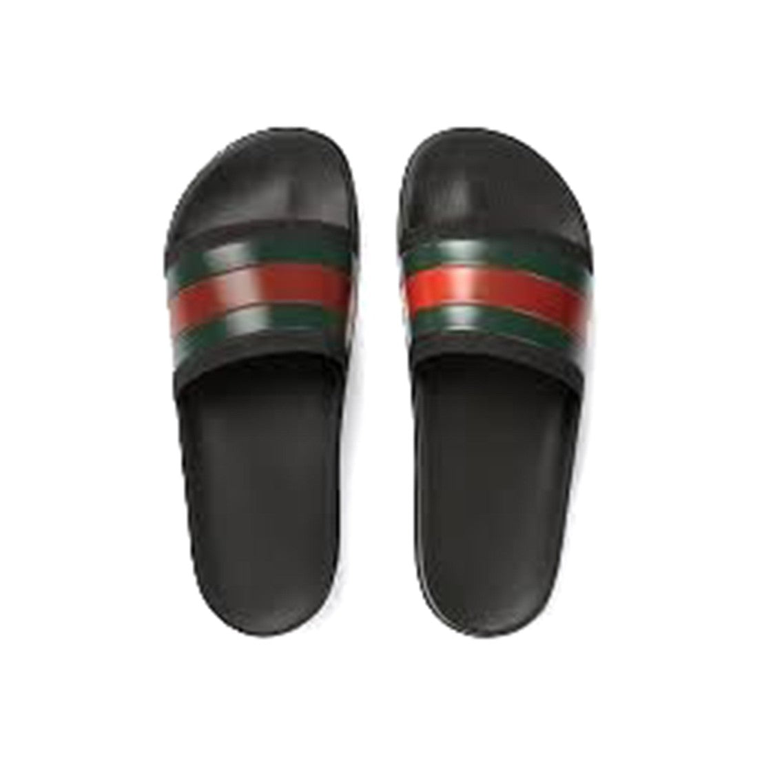 Gucci Pursuit Web Slides With Bold Stripes