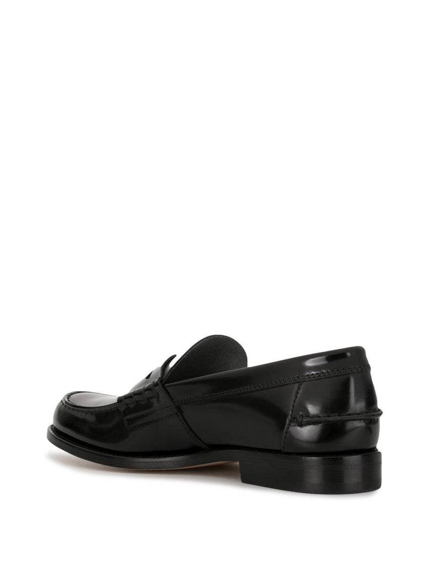 Tod's Round Toe Slip-On Black Leather Loafers