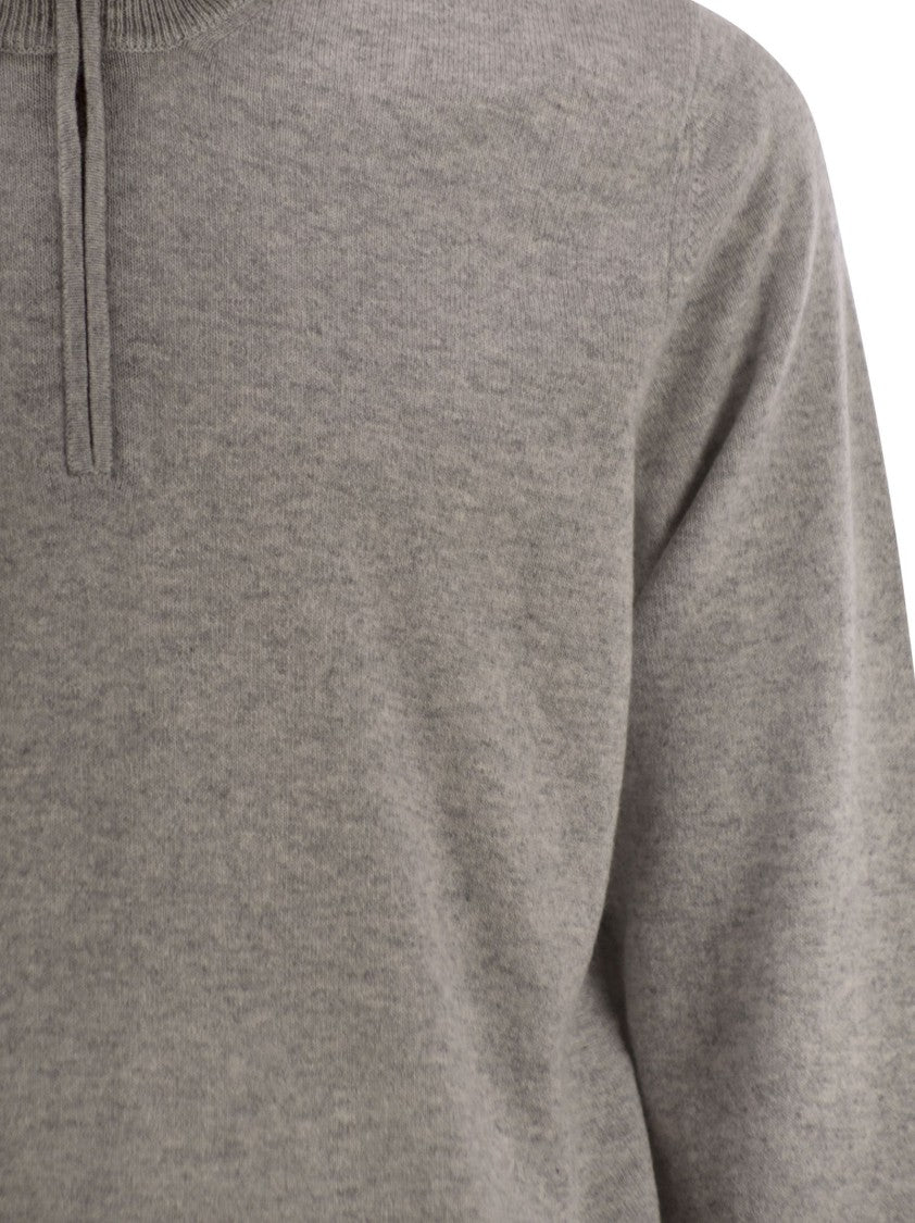 Brunello Cucinelli High-Necked Cashmere Sweater With Zip Opening