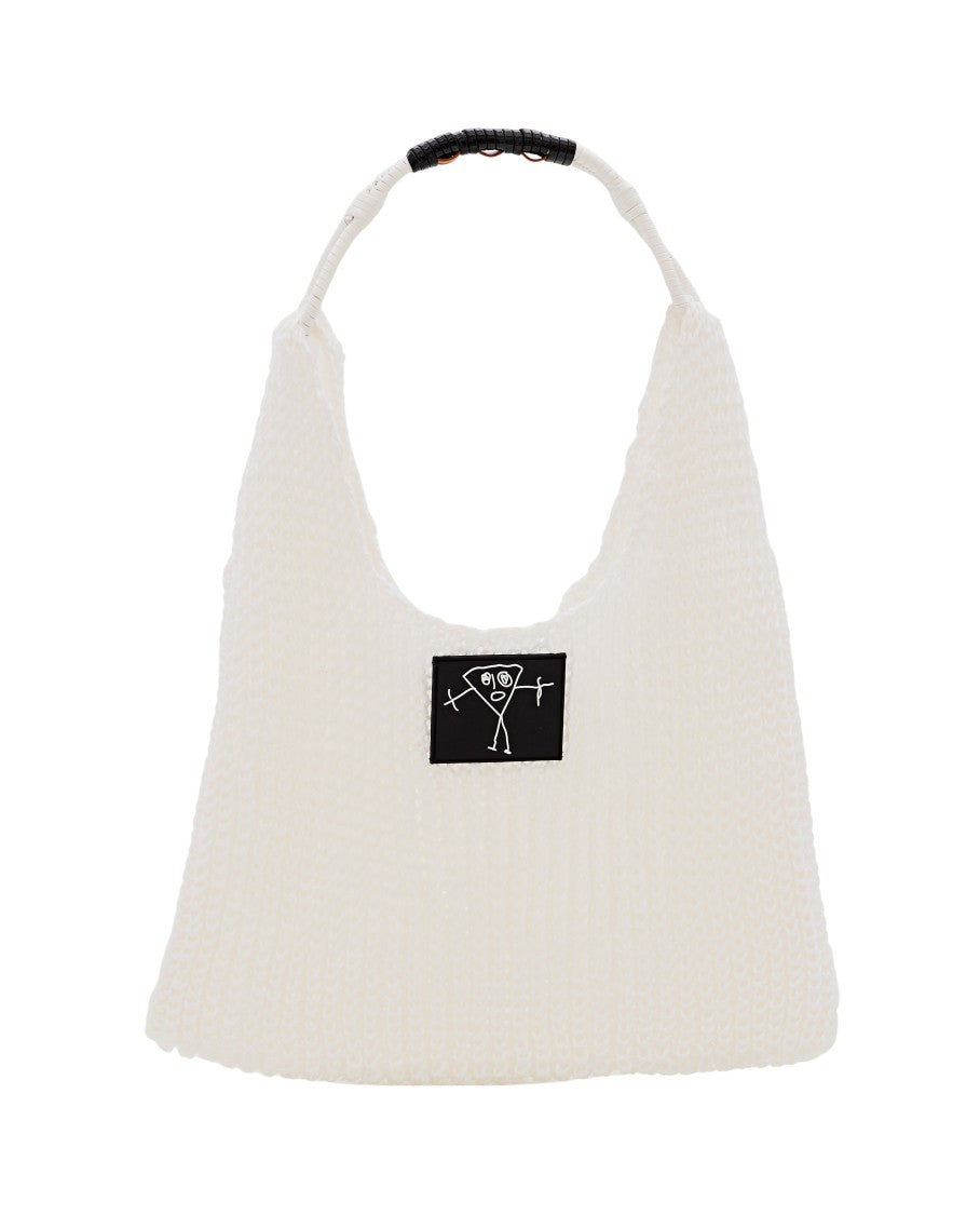 Plan C White Mesh Design Shopper Bag