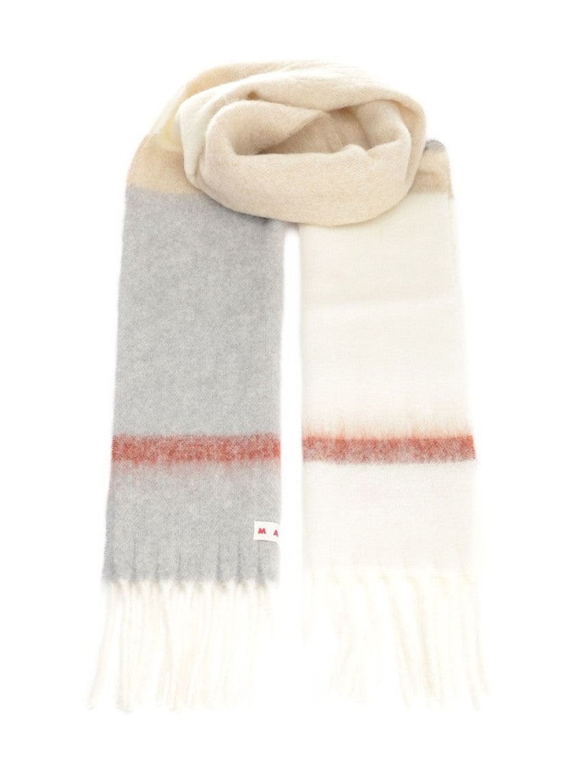 Marni Color-Block Alpaca-Mohair Marni Scarf With Fringed Ends