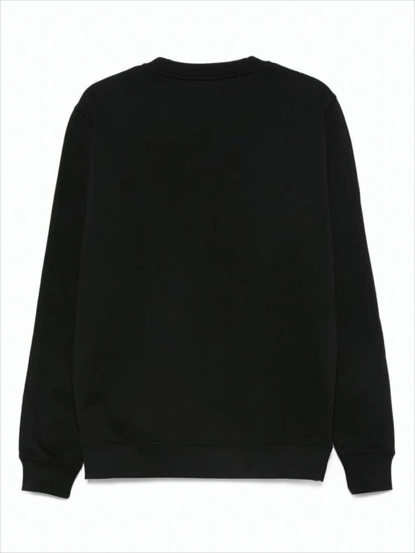 Msgm Black Long-Sleeve Graphic Sweatshirt With Ribbed Details