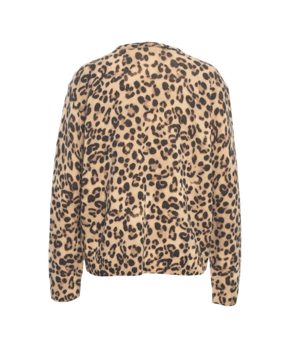Semi Couture Animal Print Oversized Sweater With Ribbed Details