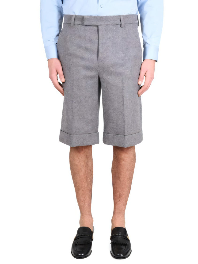 Gucci Tailored Grey Shorts With Cuffed Hem