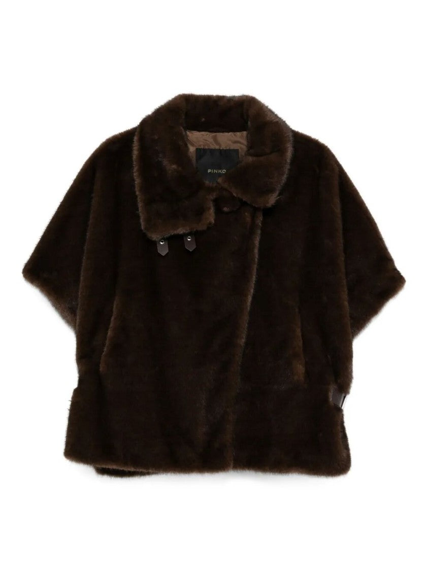 Pinko `Comodino` Faux Fur Cape