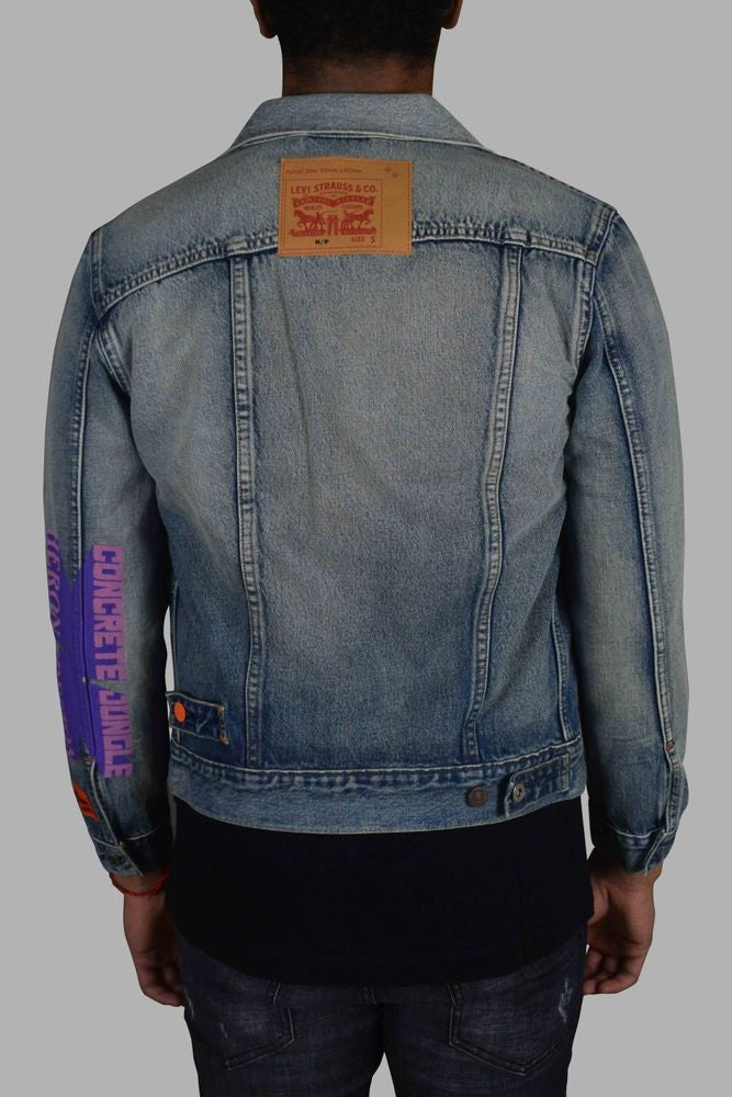 Heron Preston Washed Denim Jacket With Unique Logos