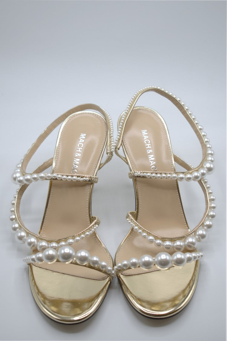 Mach & Mach Gold Leather Sandals