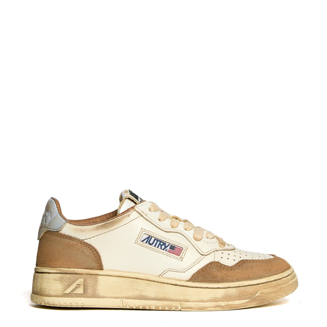 Autry Super Vintage Low Sneakers With Cognac Microfiber Accents