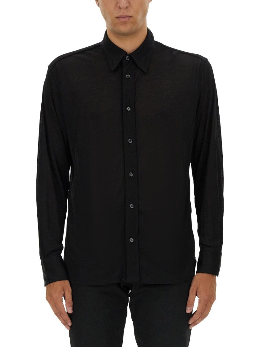 Tom Ford Black Silk Shirt With Classic Collar