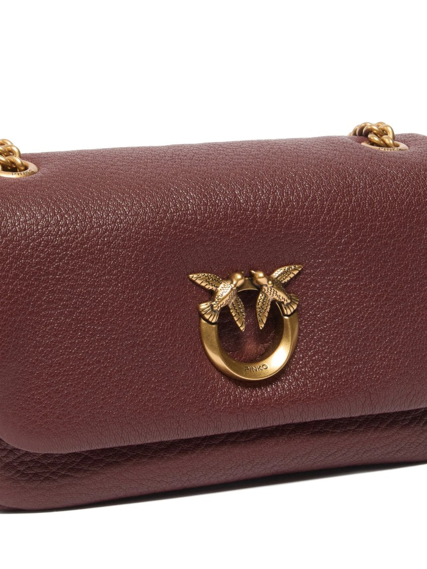 Pinko Textured Leather Handbag With Gold-Tone Chain Detail