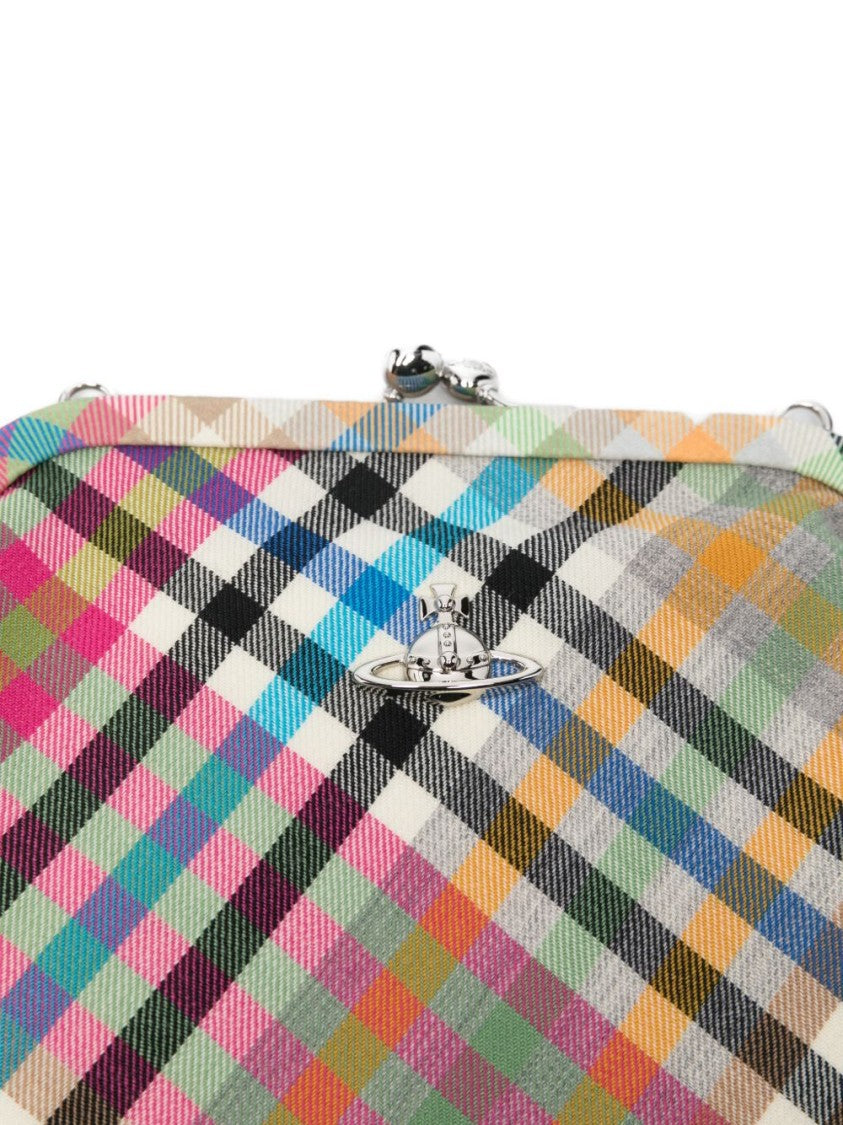 Vivienne Westwood Trapezoidal Plaid Bag With Silver-Tone Clasp And Matching Strap