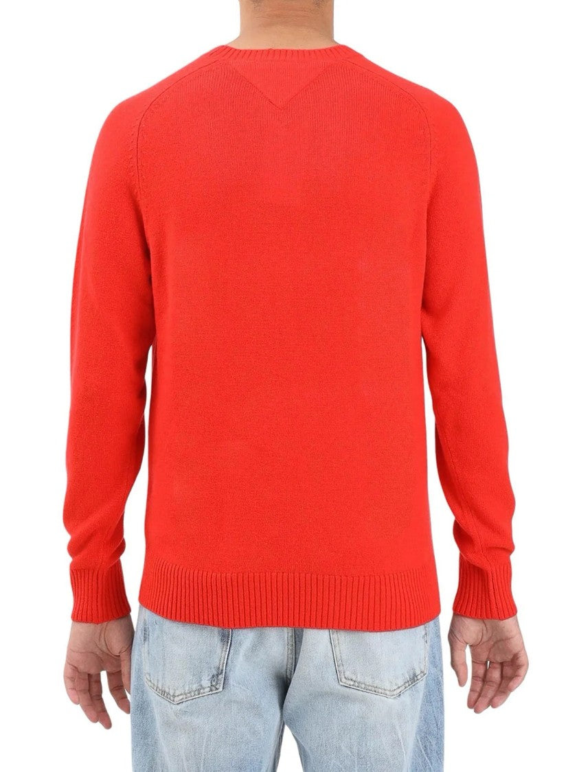 Tommy Hilfiger Crewneck Pullover With Raglan Sleeves In Vibrant Red