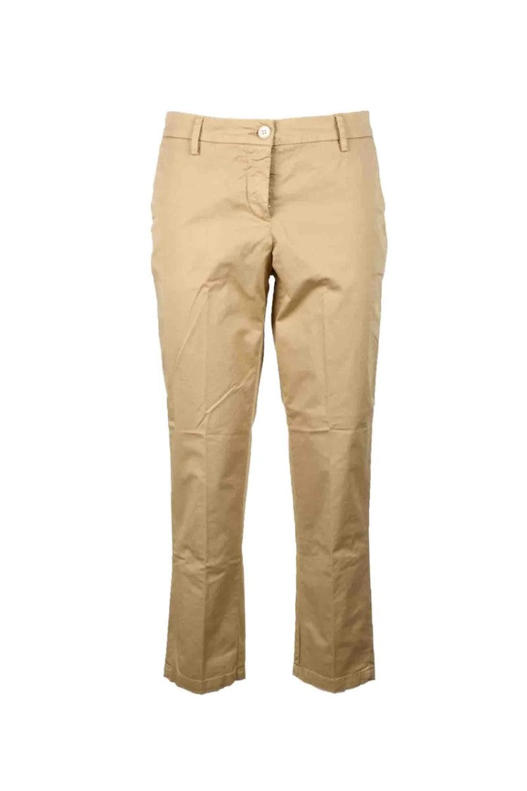 White Sand Straight-Leg Beige Trousers With Mid-Rise Waist And Minimalist Design