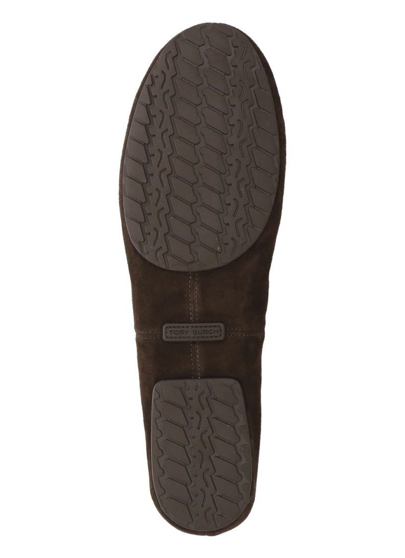Tory Burch Brown Stretch Side Suede Flats