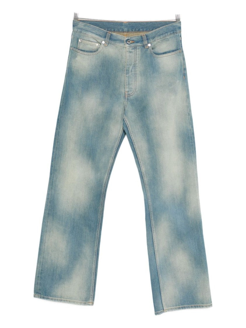 Off-White Relaxed-Fit Faded Denim Jeans With Frayed Stripe Detail