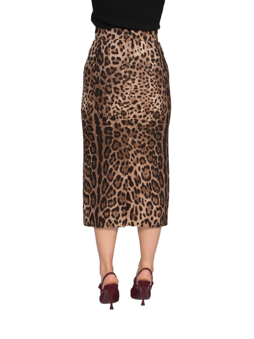 Dolce & Gabbana Leopard Print High-Waisted Midi Skirt
