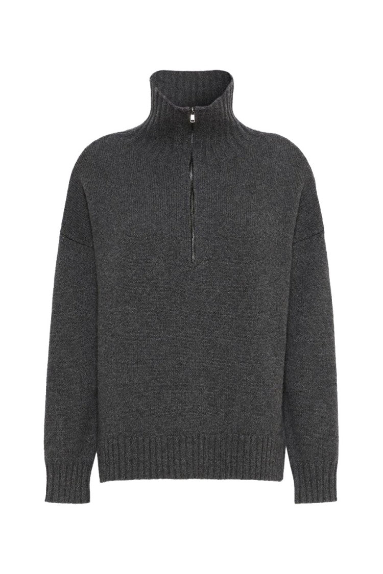 Max Mara Charcoal Mxmcrasso Half-Zip Cashmere Sweater