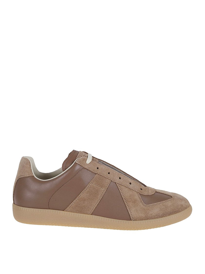 Maison Margiela Multi-Panel Brown Leather Low Top Sneakers