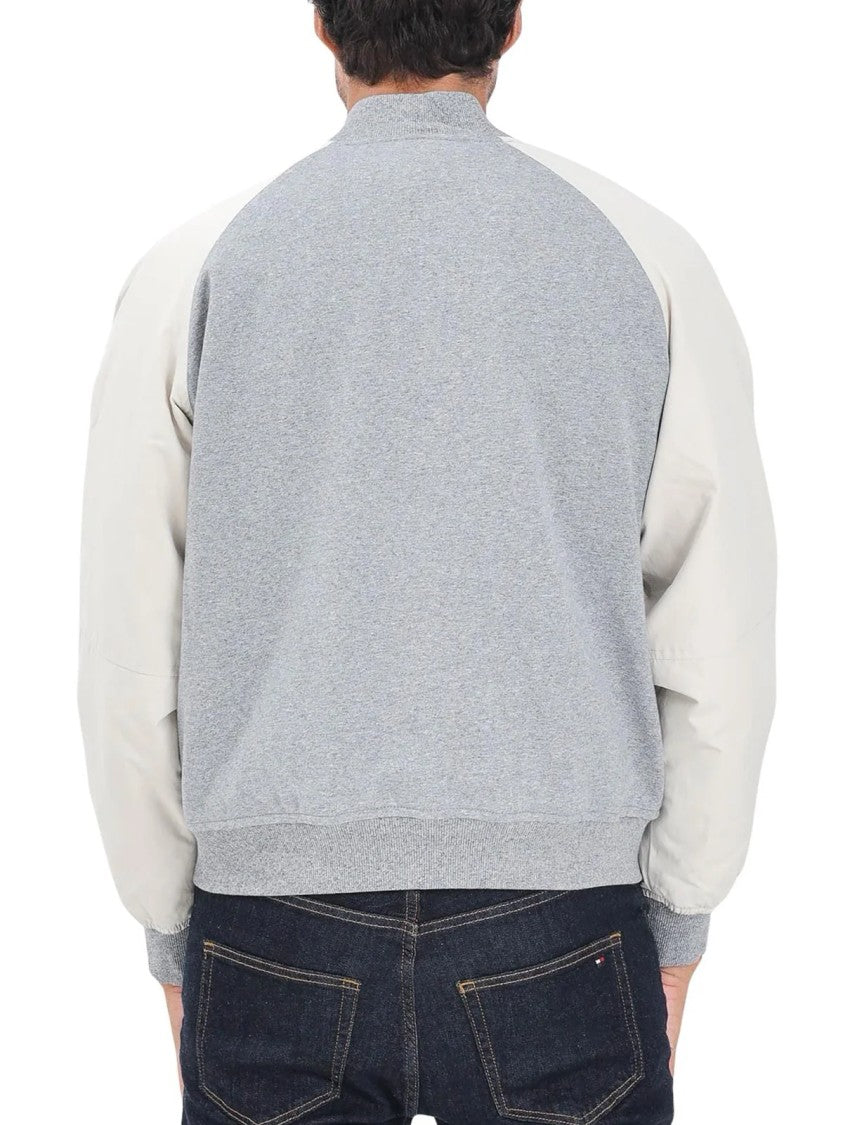 Tommy Hilfiger Cotton Blend College Jacket With Snap Button Closure And Ribbed Details