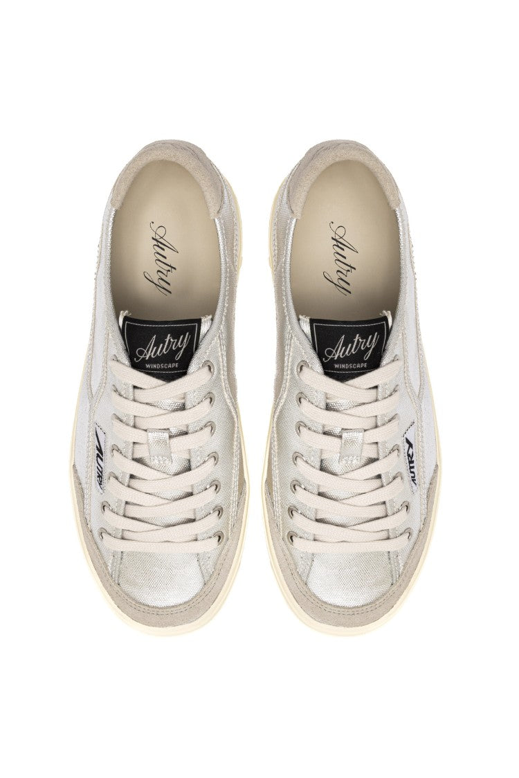 Autry Silver Windscape Laminated Canvas Sneakers