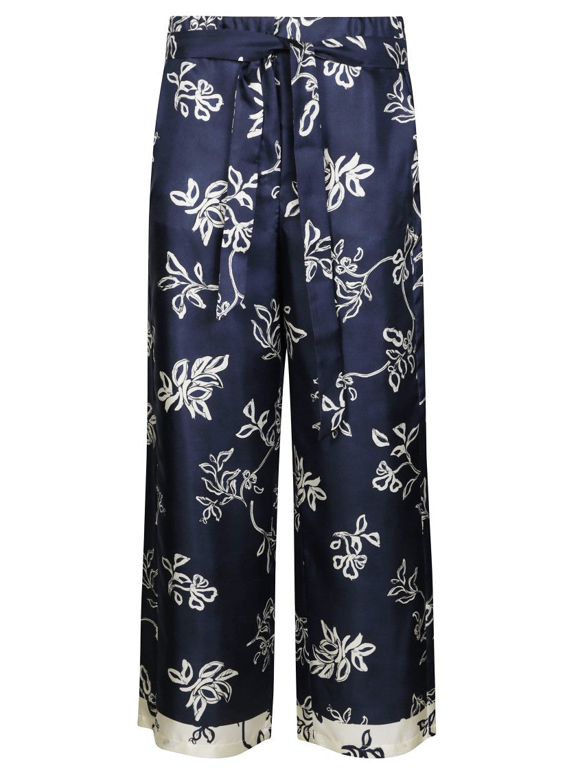 Max Mara Flowing Wide-Leg Pants With Floral Pattern