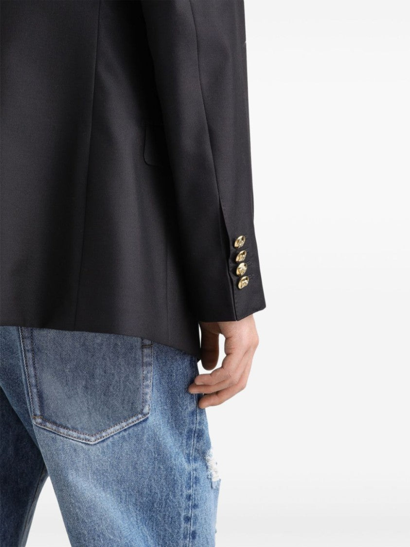 Dolce & Gabbana Tailored Blue Jacket With Gold-Tone Buttons And Decorative Emblem