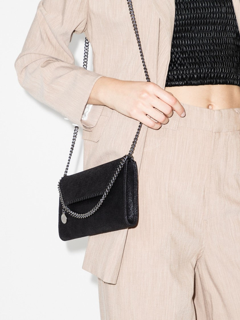 Stella Mccartney Black Falabella Wallet Shaggy Deer Satchel