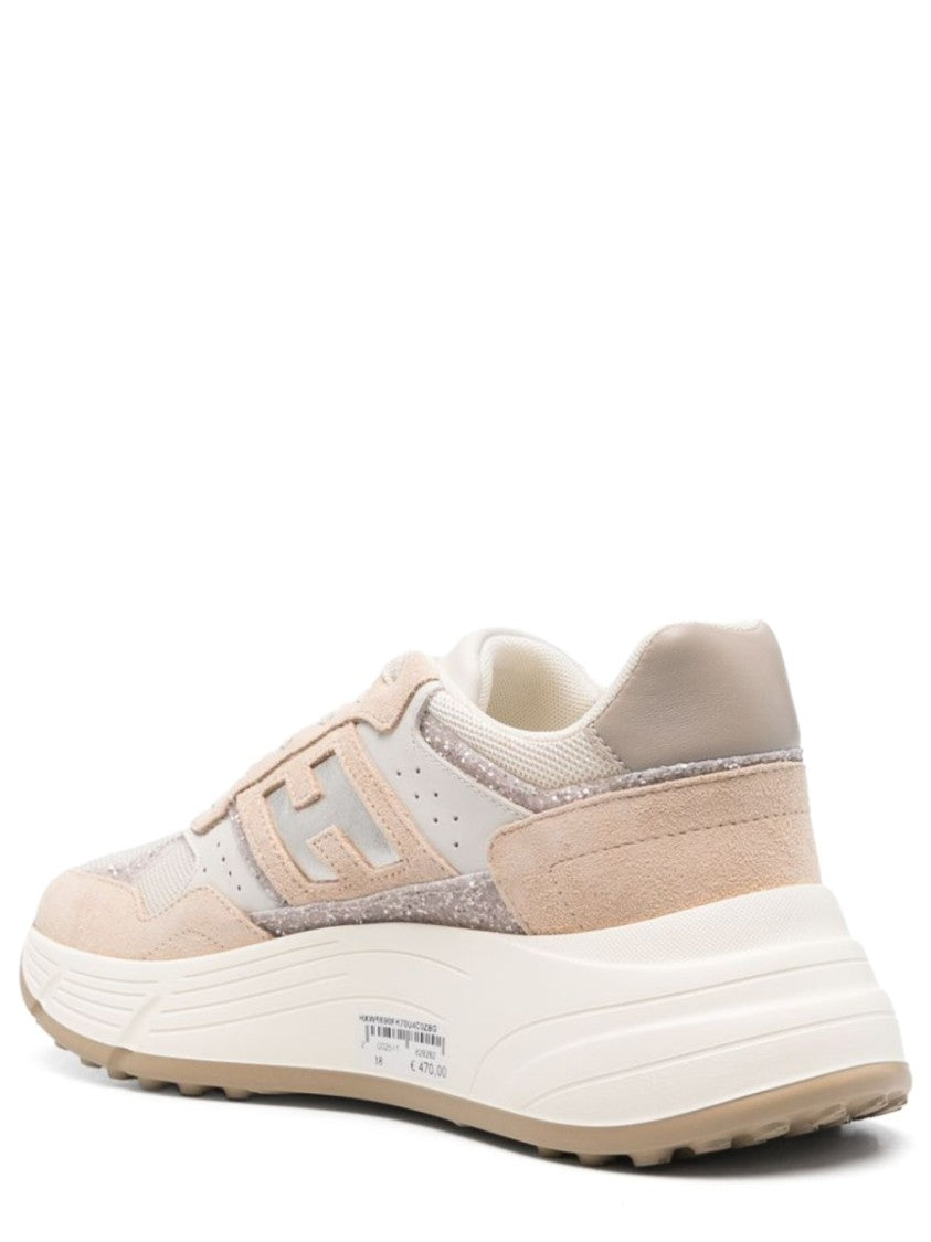 Hogan Chunky Leather Sneakers With Mesh Panels