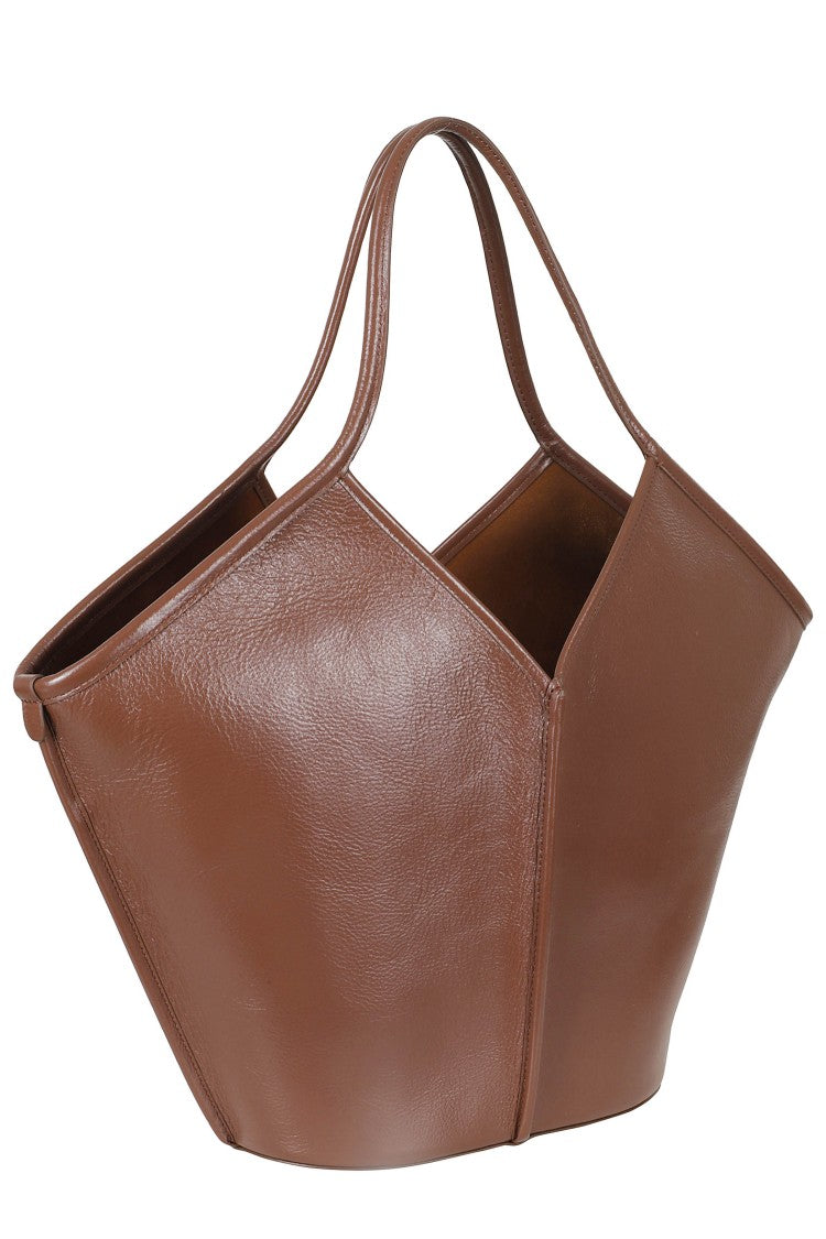Hereu Brown Calella Distressed Drawstring Leather Tote Bag