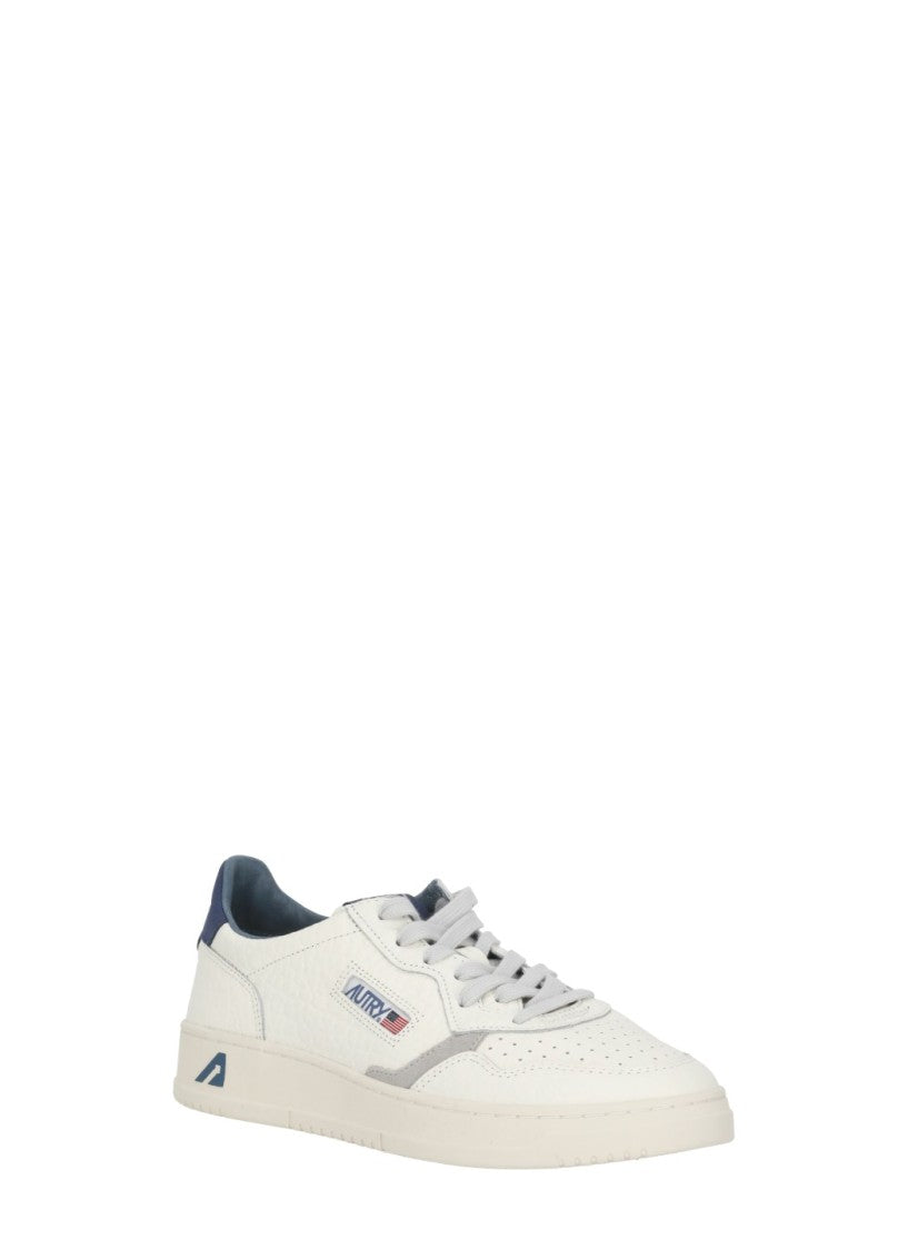 Autry White Grey Suede Blue Accents Low-Top Sneakers