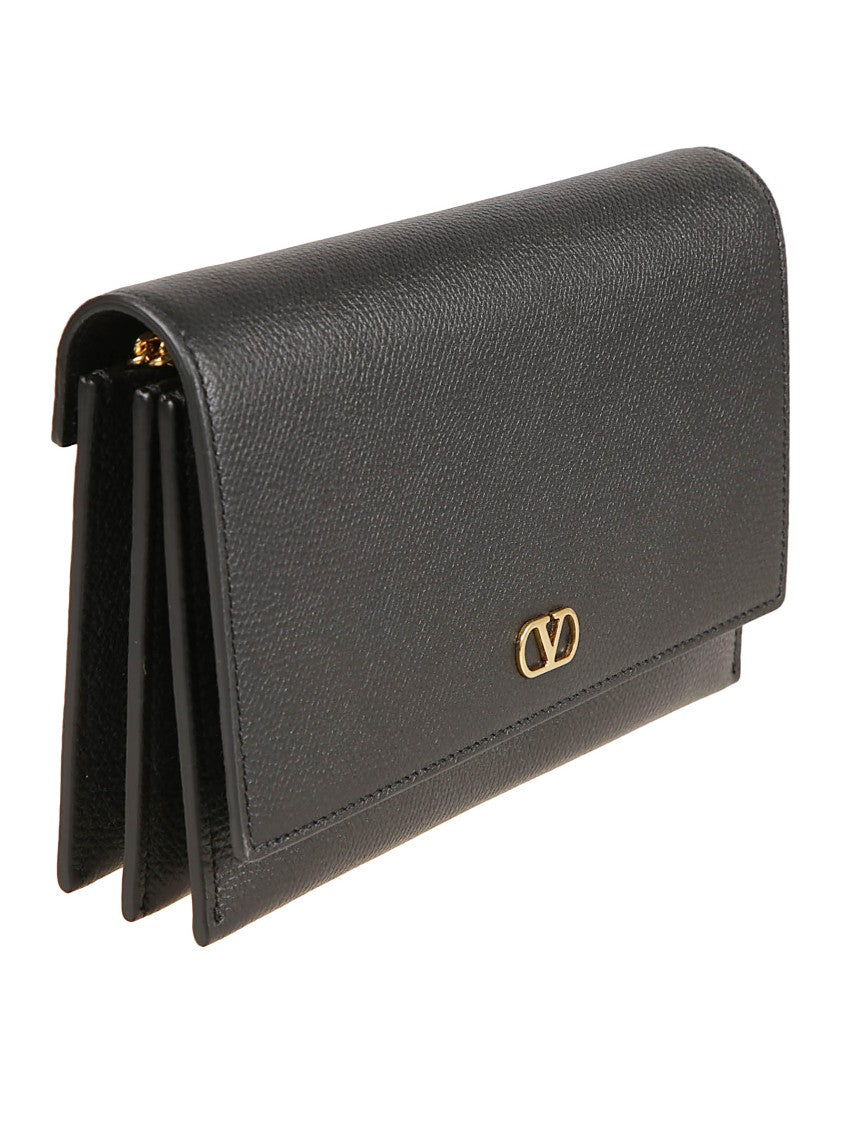 Valentino Garavani Grained Leather Signature V-Logo Card Case