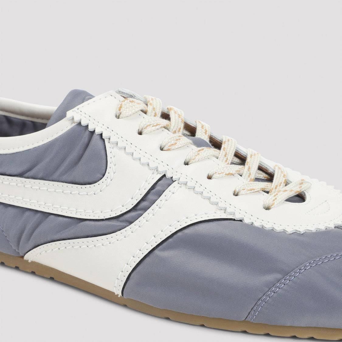 Dries Van Noten Light Blue Round Toe Shoes With Leather Accents