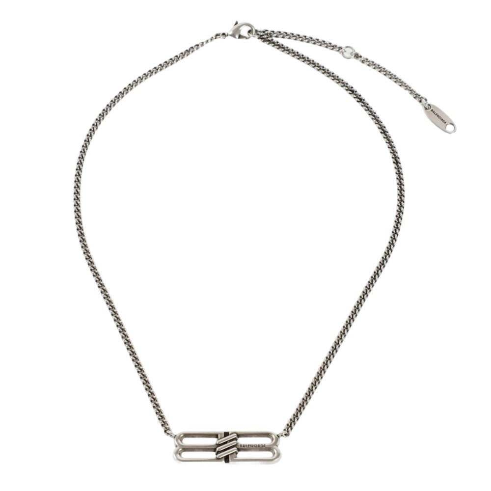 Balenciaga Bb Icon Silver Necklace With Contemporary Pendant Design