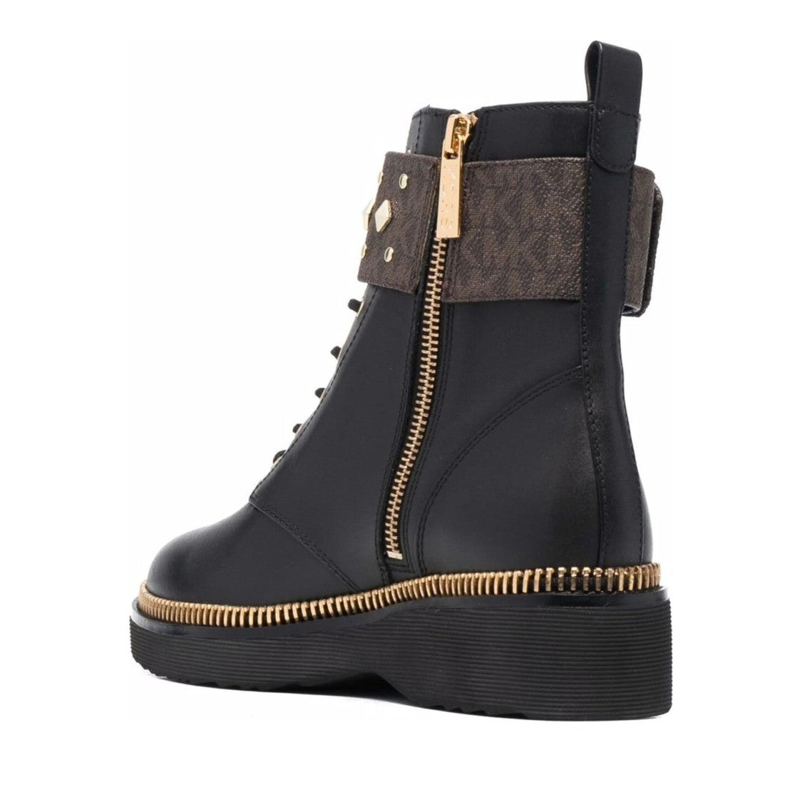 Michael Kors Brown Haskell Cuff Leather Lace-Up Cuff Boots