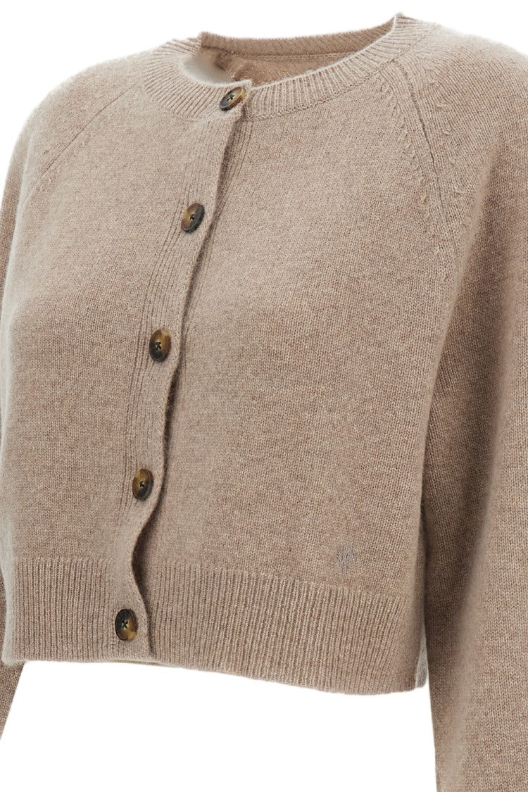 Loulou De Saison Raglan-Sleeve Cropped Cashmere Cardigan With Ribbed Edges