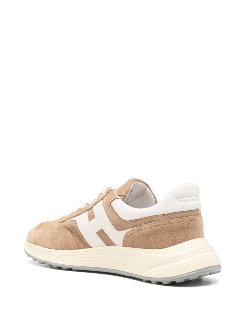 Hogan Beige Silk And Nylon Sneakers