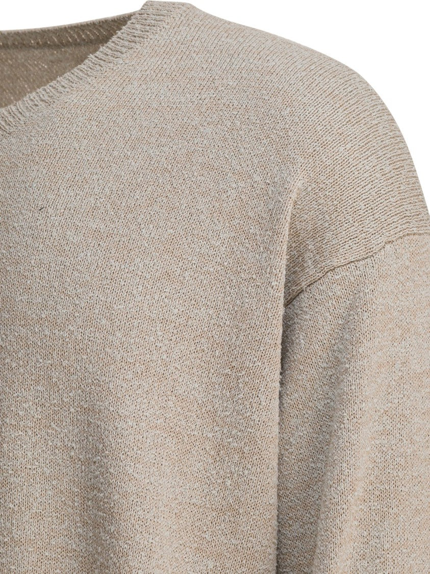 Maison Margiela Relaxed Fit V-Neck Knitwear In Neutral Beige