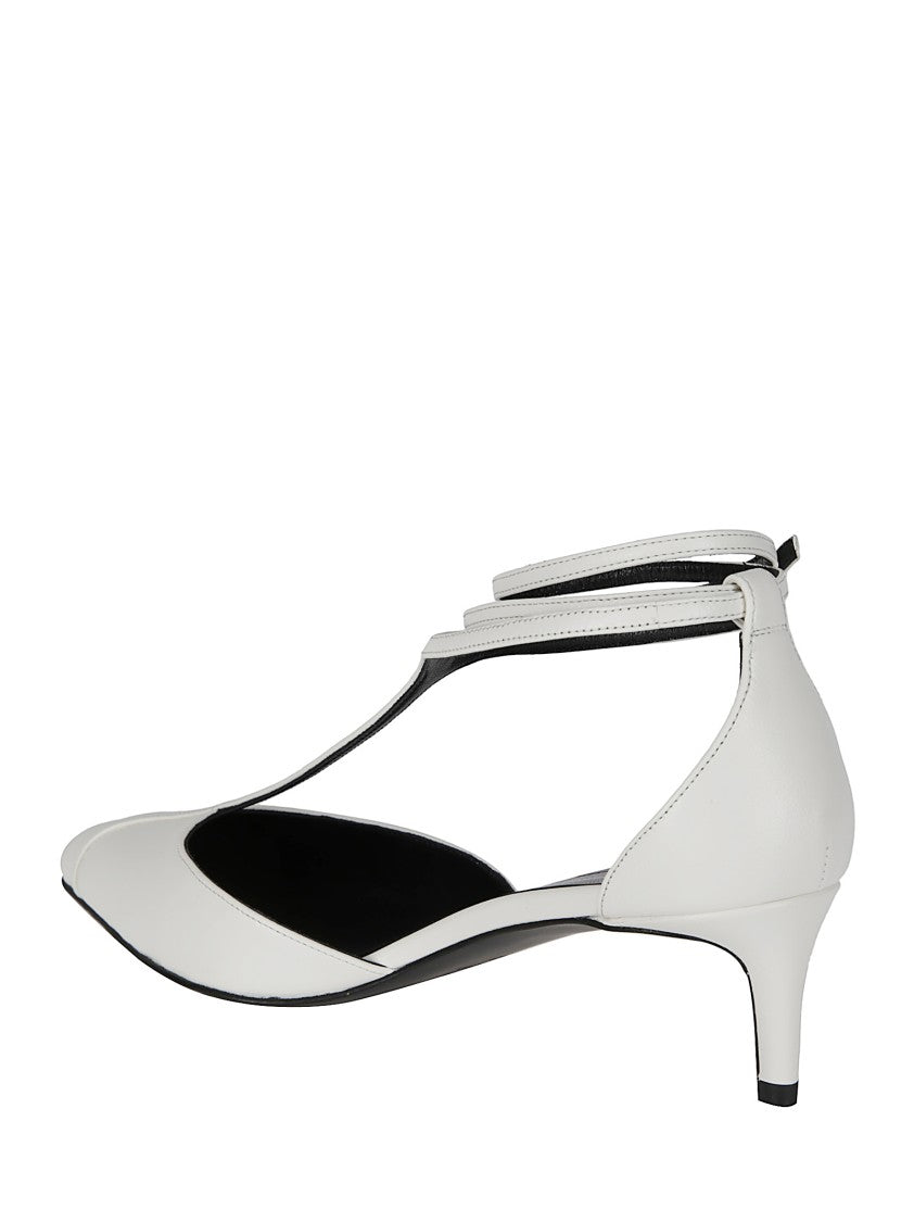 Khaite White Leather Low Heel Sandal