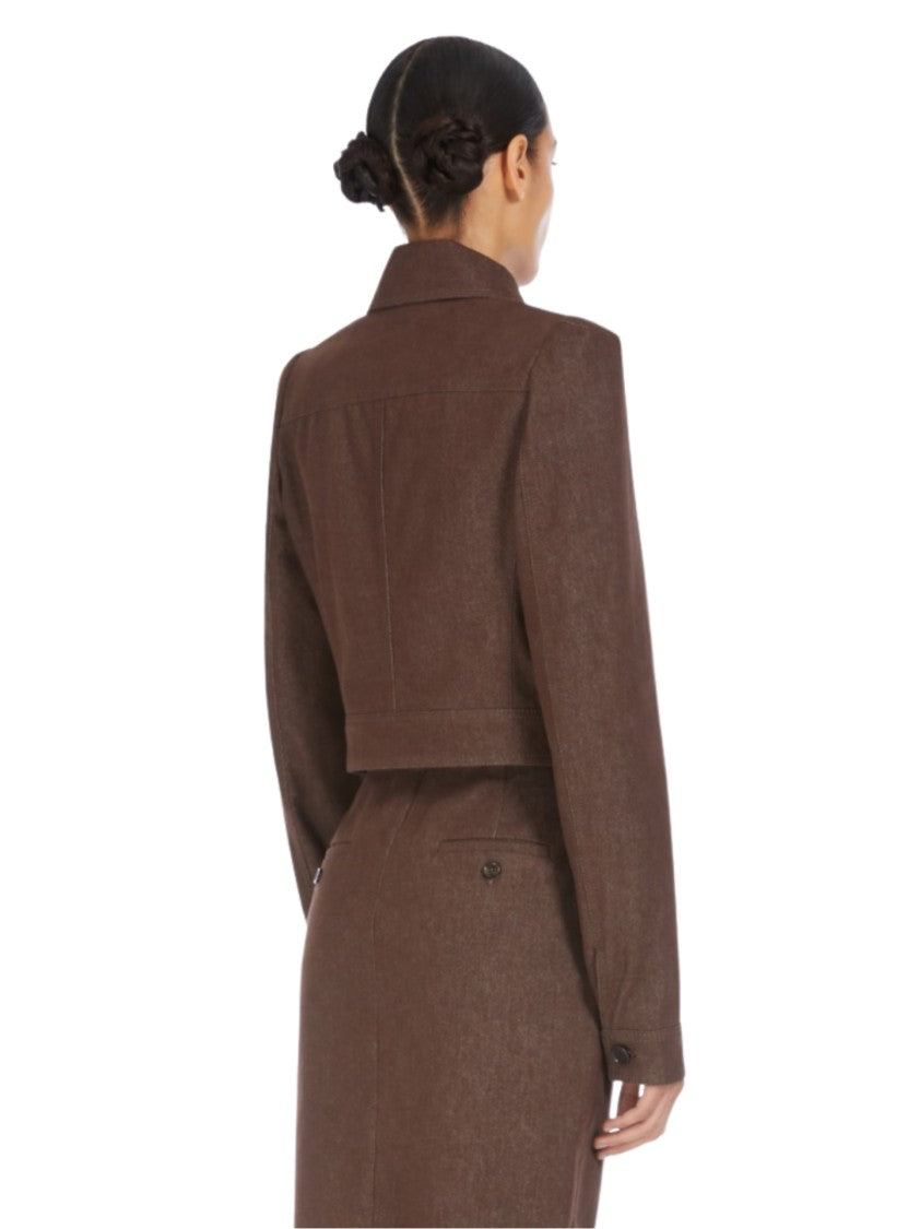 Max Mara Cropped Brown Coat With Classic Collar