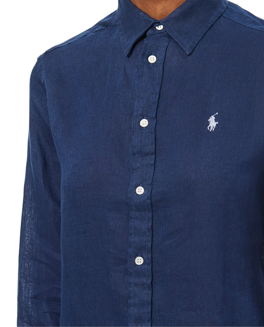Polo Ralph Lauren Blue Long Sleeve Linen Shirt