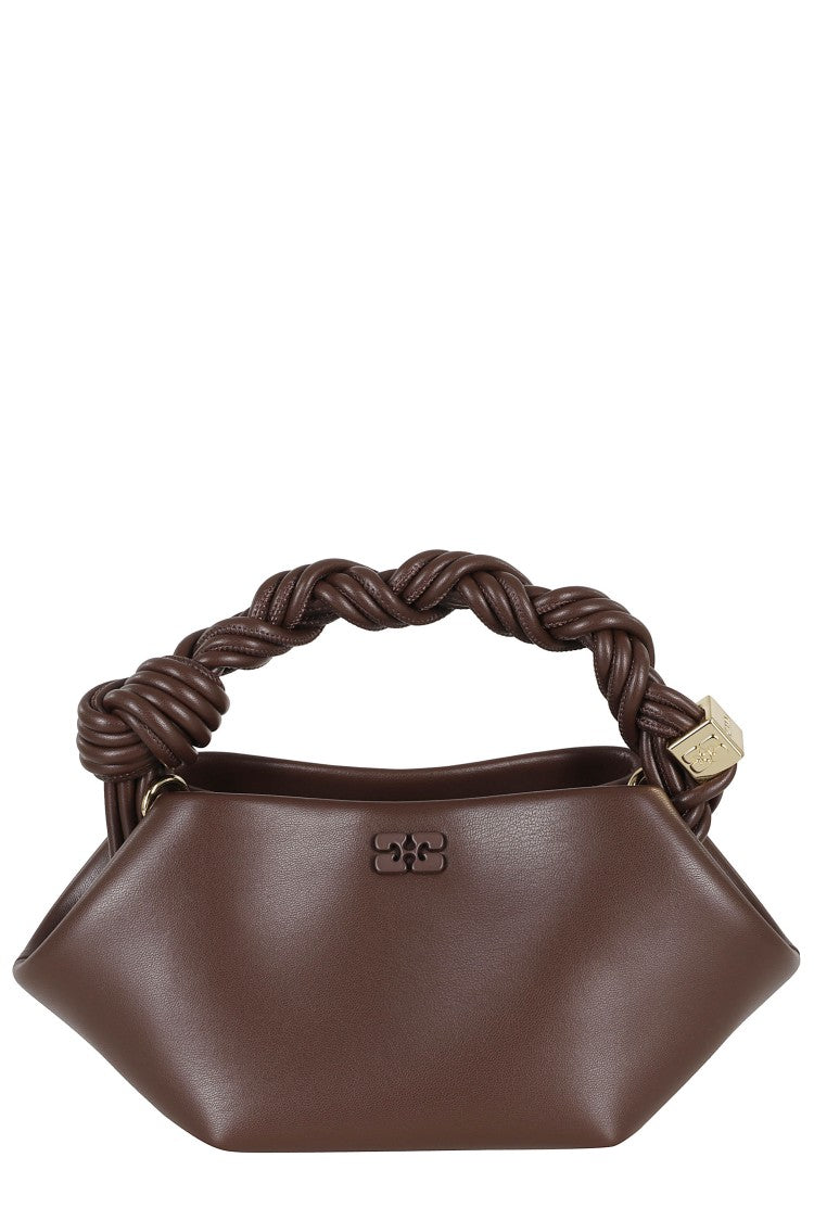 Ganni Brown Bou Mini Gold Studs Recycled Leather Handbag