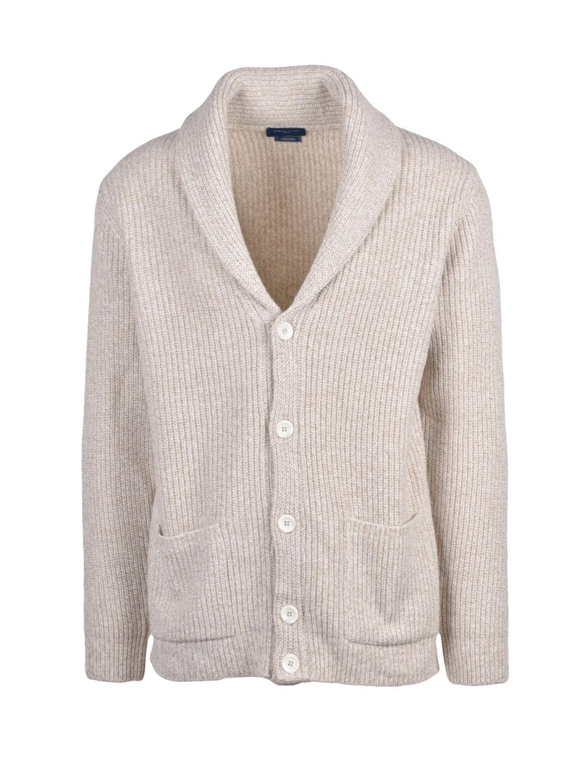 Daniele Fiesoli White Wool-Blend Shawl Collar Cardigan