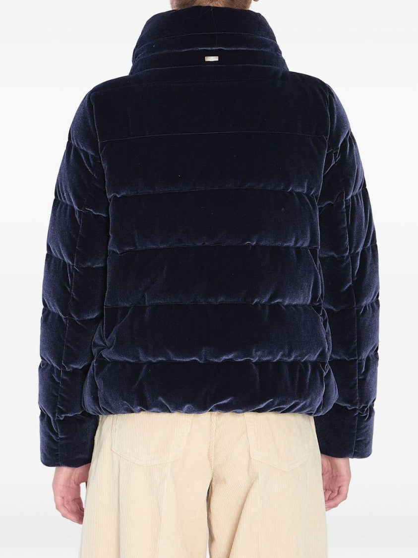 Herno Plush Quilted Blue Coat