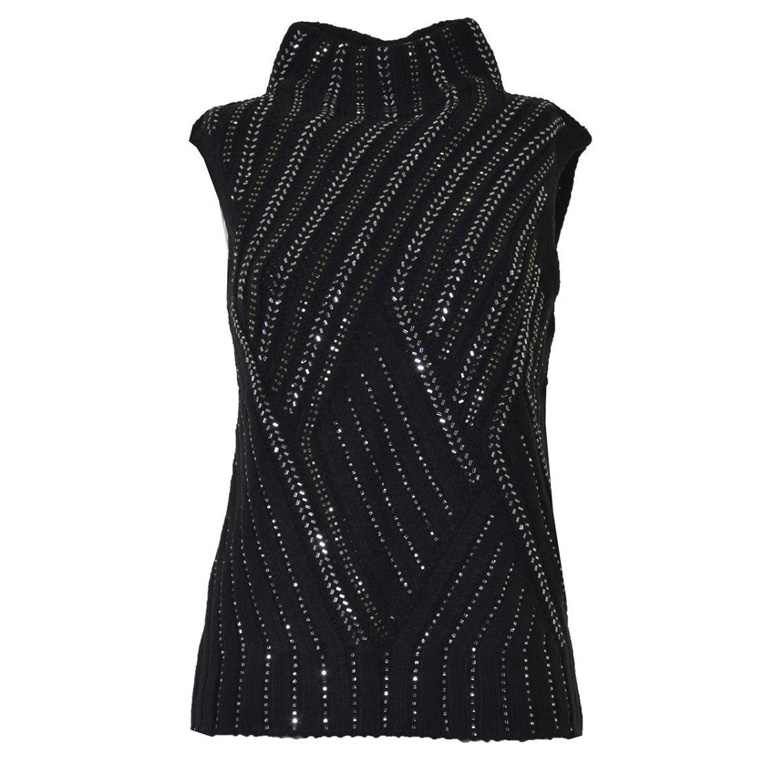 Ermanno Scervino Black Virgin Wool Vest With Crystals