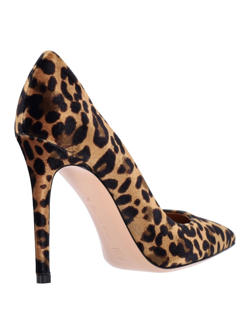 Gianvito Rossi Multicolor Velvet Animal Print Pumps With Stiletto Heel