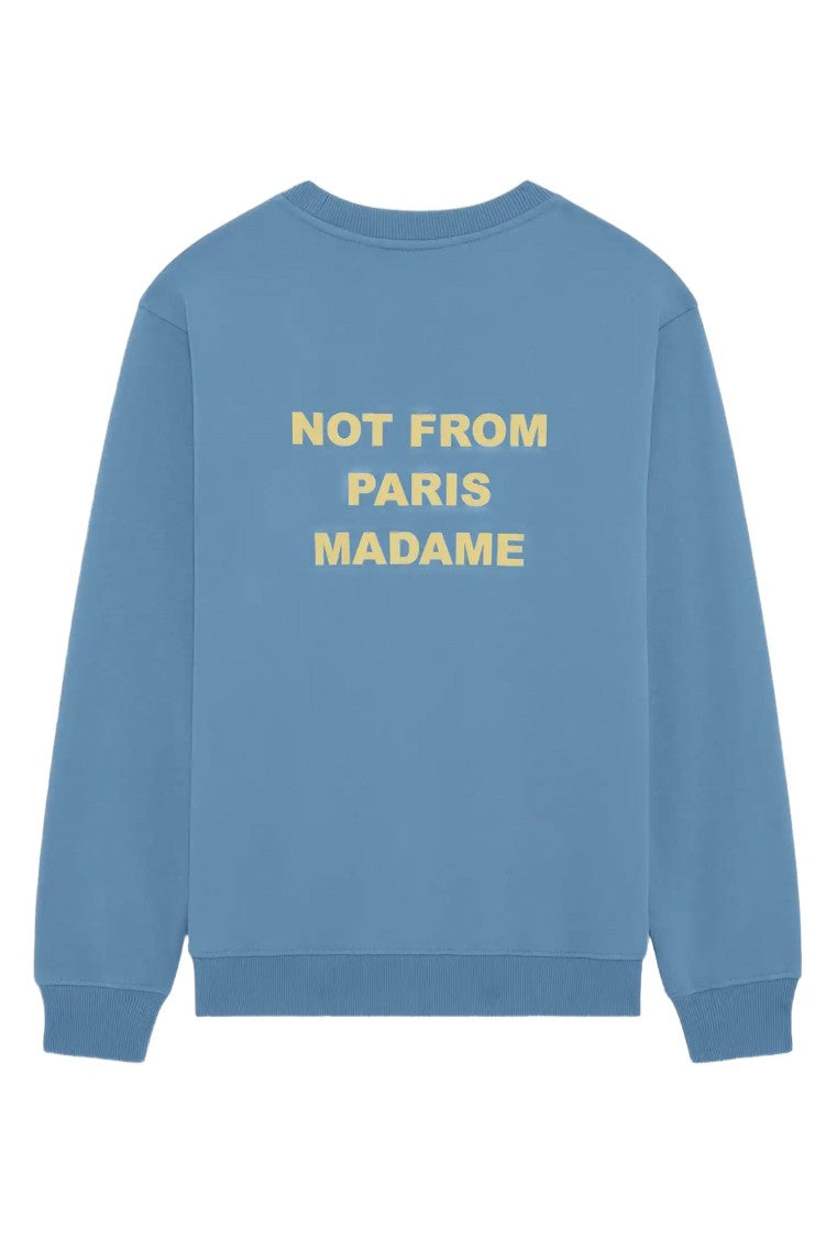 Drôle De Monsieur Light Blue Slogan Crewneck Sweatshirt