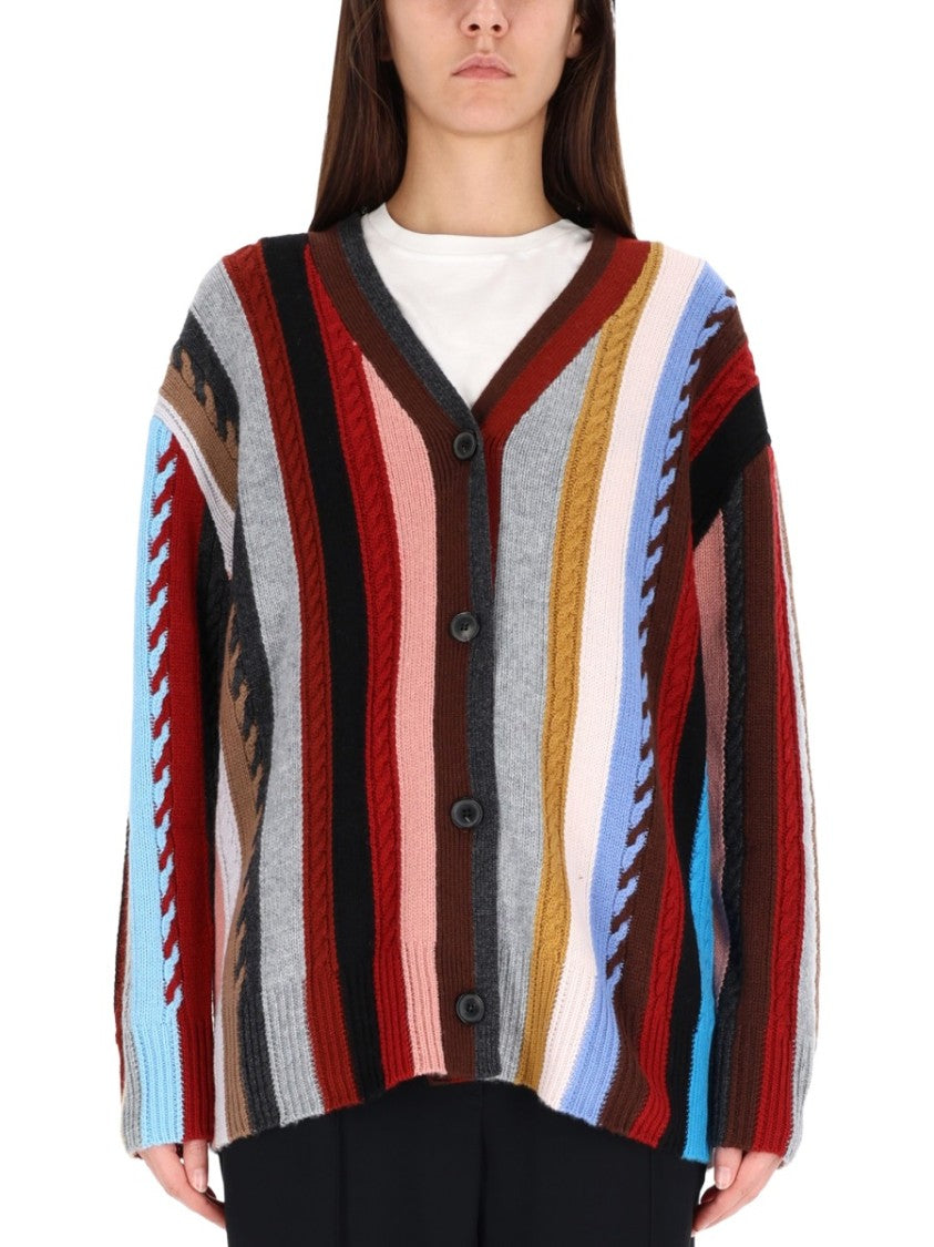 Paul Smith Cable Knit Vertical Stripe Cardigan