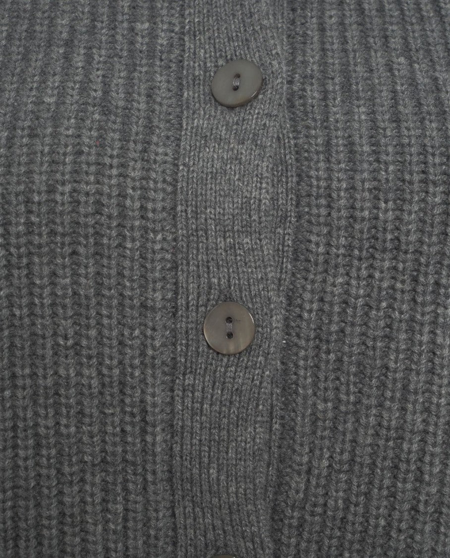 Herskind Cropped Cardigan With Classic Collar And Ribbed Texture