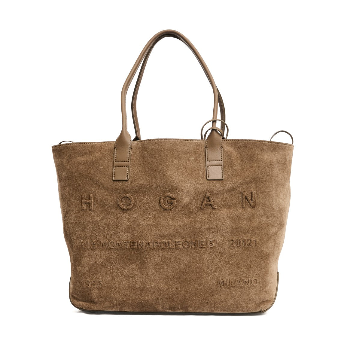 Hogan Address Medium Shopping Bag In Sand Suede