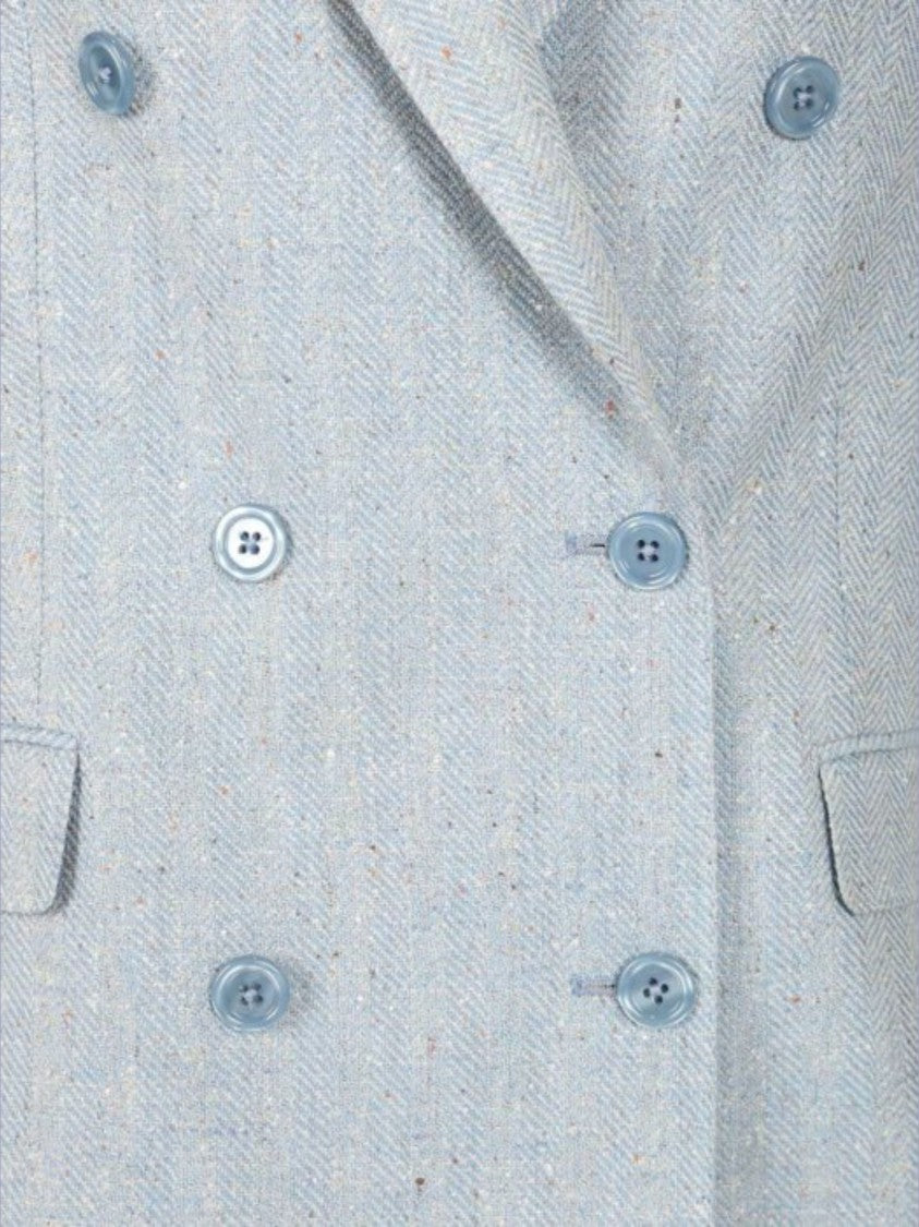 Tagliatore Light Blue Double Breasted Peak Lapels Blazer